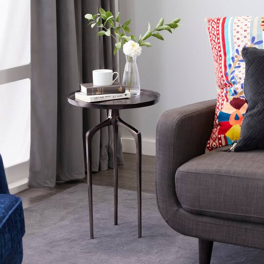 25" Black Aluminum Contemporary Accent Table